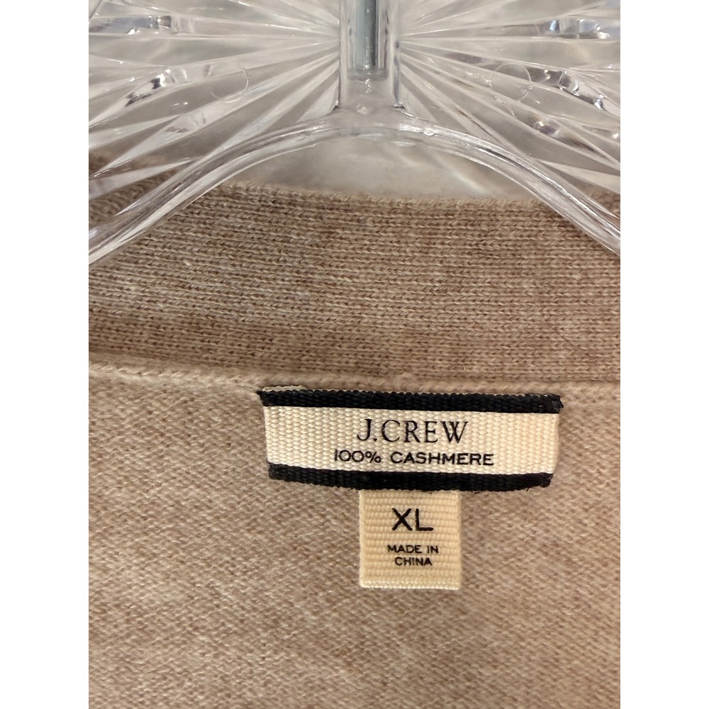 J.Crew Cashmere Patch Pocket cardigan Sweater Women's Tan Preppy Academia XL - Picture 5 of 15